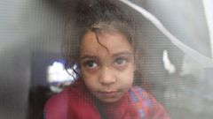 Una ni�a en un campo de refugiados en Gaza.