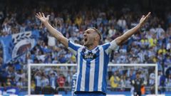 Lucas P�rez, tras el gol al Barcelona B que sell� el ascenso del Deportivo desde Primera RFEF