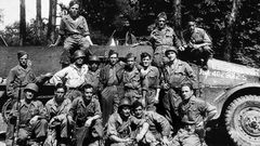 Soldados espa�oles de la compa��a Nueve de la La Divisi�n Leclerc, tras participar en la liberaci�n de Par�s en agosto de 1944