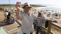 Carmen, esta mesma fin de semana, na praia de Pedra do Sal co seu fillo 