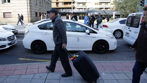 Huelga de taxis en Ourense.