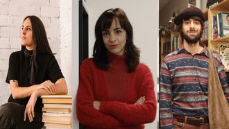 Las escritoras Luc�a Solla Sobral y Marta Jim�nez Serrano y el�escritor David Ucl�s