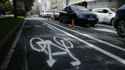 Implantaci�n del carril bici en el centro de A Coru�a
