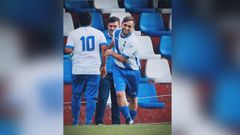 Óscar Galego, de A Barqueira (Cerdido), en un partido con el club de su corazón, la UD Cebarca