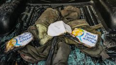 Logo de la ONG World Central Kitchen, del chef Jos� Andr�s, en un coche atacado por Israel en la Franja de Gaza, en una imagen de archivo