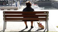 Imagen de archivo de una mujer y su perro en A Corua