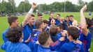 Real Oviedo Vetusta ascenso Requexon.Los futbolistas del Vetusta celebran el ascenso a Segunda Division B