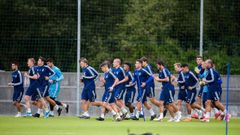 Los jugadores del Real Oviedo en El Requex�n