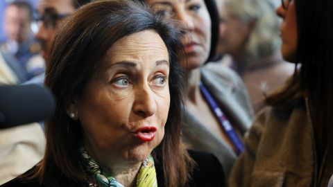 La ministra de Defensa, Margarita Robles, durante su participaci�n en la cumbre Reaim