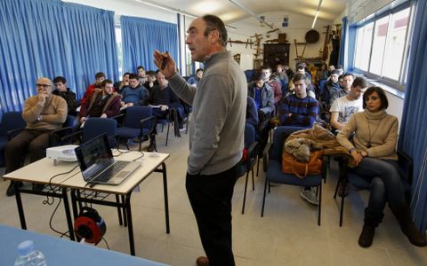 Sabino Muíño durante la charla de ayer.