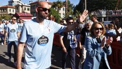Claudio Gir�ldez y Mari�n Mouri�o, durante la celebraci�n de la clasificaci�n europea del Celta en mayo del 2025.