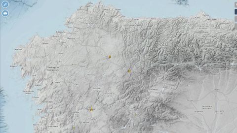 Captura de la web del Instituto Geogr�fico Nacional con los se�smos registrados en Galicia desde este pasado lunes
