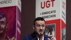 El secretario general, Javier Fern�ndez Lanero en el discurso de la clausura del XVI Congreso de UGT de Asturias