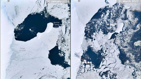 Una plataforma de hielo de 1.200 kil�metros cuadrados se desprendi� hace unos d�as en el este del continente desintegr�ndose en miles de icebergs que est�n a la deriva