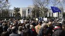 Manifestacin ante la Embajada de Rusia en Espaa, el pasado 27 de febrero, para exigir la retirada de las tropas rusas de Ucrania.