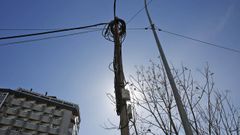 Cableado el�ctrico en la zona de la Plaza de Abastos de Ourense.