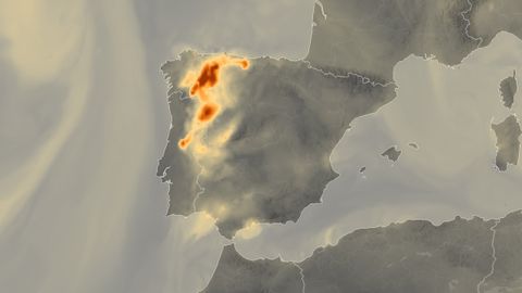 El mapa de la concentración de monóxido de carbono causada por los incendios, elaborado a partir de la información de los satélites europeos Copernicus