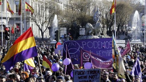 Partidarios de Podemos en Cibeles