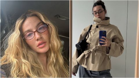 A la izquierda, @elena_grestaza con gafas sper finas; a la derecha, @carlaestevezblog con el modelo de Miu Miu