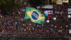 Manifestacin en Sao Paulo contra la posibilidad de una amnista a los condenados por organizar un golpe de Estado, encabezados por Bolsonaro