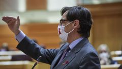 El ministro de Sanidad, Salvador Illa, durante su comparecencia de este martes en el Senado