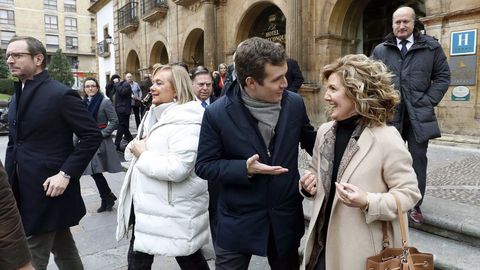 El lder del PP, Pablo Casado, en Oviedo donde present pblicamente a la candidata popular a la Presidencia del Principado, Teresa Mallada, expresidenta de Hunosa