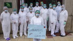 Personal de la residencia geriátrica de Celanova, días después de confirmarse que estaba libre de covid-19