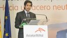 El consejero delegado de ArcelorMittal, Aditya Mittal, en la presentacin de la hoja de tura de descarbonizacin de la fabricacin de acero, en la factora de ArcelorMittal