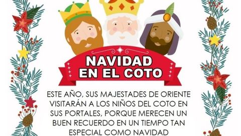Cartel anunciando la visita de los Reyes Magos