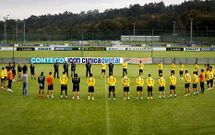 Los profesionales del D�por se citaron antes de comenzar el entrenamiento. 