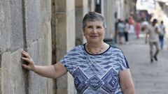 Mara Jess Vargas posa en la Praza Maior de Viveiro