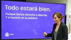 La ministra de Sanidad, M�nica Garc�a, durante la presentaci�n de la campa�a de interrupci�n voluntaria del embarazo, en el Ministerio de Sanidad, a 22 de septiembre de 2026, en Madrid (Espa�a).