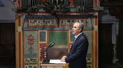 El presidente de la Diputaci�n, Rafael Dom�nguez, delante del �rgano del convento de Santa Clara, el d�a del anuncio de su compra