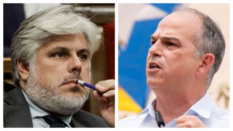 De izquierda a derecha, el presidente del partido en el Parlamento catal�n, Albert Batet, y el secretario general de Junts, Jordi Turull. 