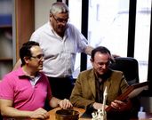 Mario Cruz, Alfredo Ca�izo y Eduardo Parga, durante la recepci�n oficial realizada ayer. 