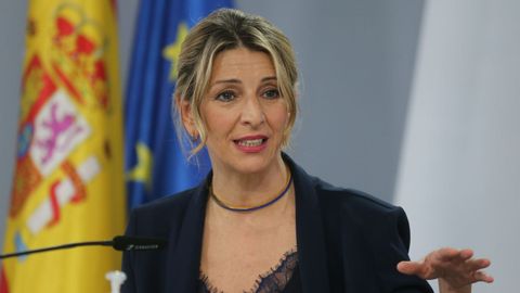 Imagen de archivo de Yolanda D�az, tras una reuni�n del Consejo de Ministros.