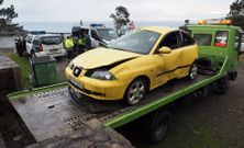 El coche en el que viajaba la joven de Carnota. 
