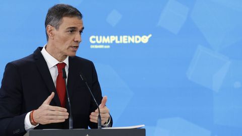 El presidente del Gobierno durante la comparecencia para hacer balance del curso pol�tico del 2025