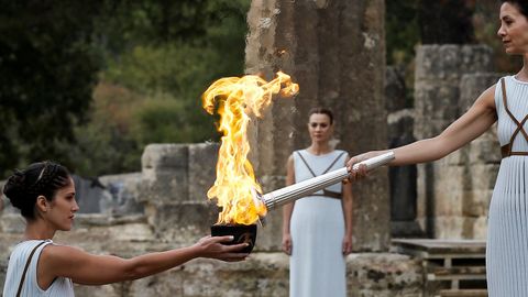 La ceremonia de la llama Ol�mpica en Grecia.