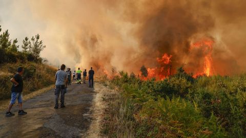 Incendio forestal en Meln, entre las aldeas de Quins y Vilaverde