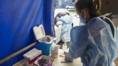 Punto de realizaci�n de PCR, en foto de archivo