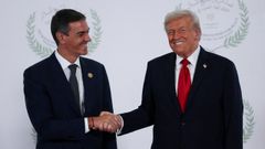 Pedro S�nchez y Donald Trump, durante la cumbre celebrada el a�o pasado en Egipto.