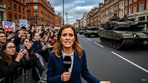 Una  reportera sinttica informa de una falsa invasin de Londres en un vdeo hecho con IA que circula sin control por TikTok y las redes de Meta