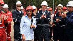La presidenta de Venezuela, Delcy Rodr�guez, con el secretario de Energ�a de EE.UU., Chirs Wright, en febrero en una planta de Pdvsa en la ciudad de Matur�n (estado de Monagas)
