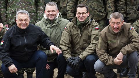 Viktor Orban, Peter Pellegrini, Mateusz Morawiecki y Andrej Babis, primeros ministros de los países del Grupo de Visegrado.