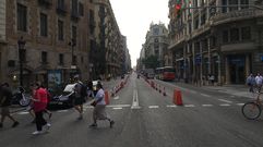 Una calle de Barcelona durante el d�a sin coches.