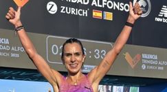 Ester Navarrete, minutos despus de cruzar la lnea de meta.