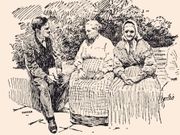 En la ilustraci&oacute;n de Cort&eacute;s, Villar Ponte en 1912 durante su visita a una instituci&oacute;n de caridad para ni&ntilde;os y ancianos. Reportaje para La Voz