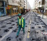 Inicio de la humanizaci�n de la calle Barcelona con fondos del Plan E en agosto del 2009. 