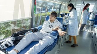Una unidad m�vil de donaci�n de sangre, en imagen de archivo